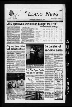 Primary view of object titled 'The Llano News (Llano, Tex.), Vol. 109, No. 45, Ed. 1 Thursday, August 21, 1997'.