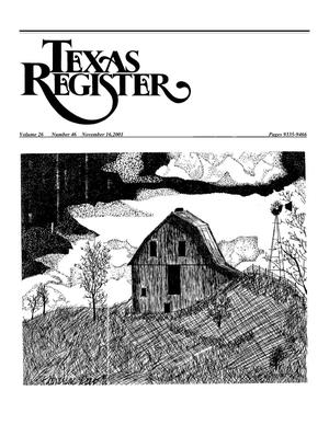 Texas Register, Volume 26, Number 46, Pages 9335-9466, November 16, 2001