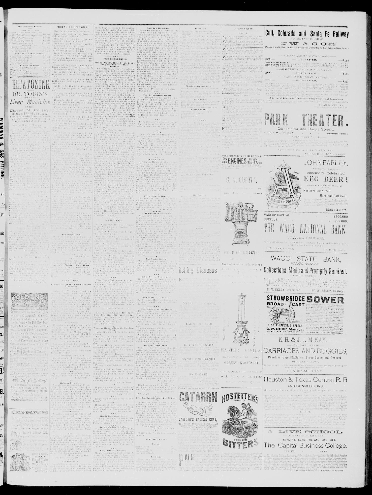 Waco Daily Examiner (Waco, Tex), Vol. 18, No. 61, Ed. 1, Sunday, January 11, 1885
                                                
                                                    [Sequence #]: 3 of 4
                                                
