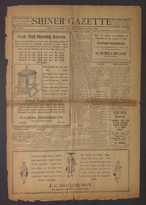 Primary view of object titled 'Shiner Gazette (Shiner, Tex.), Vol. 28, No. 4, Ed. 1 Thursday, October 28, 1920'.