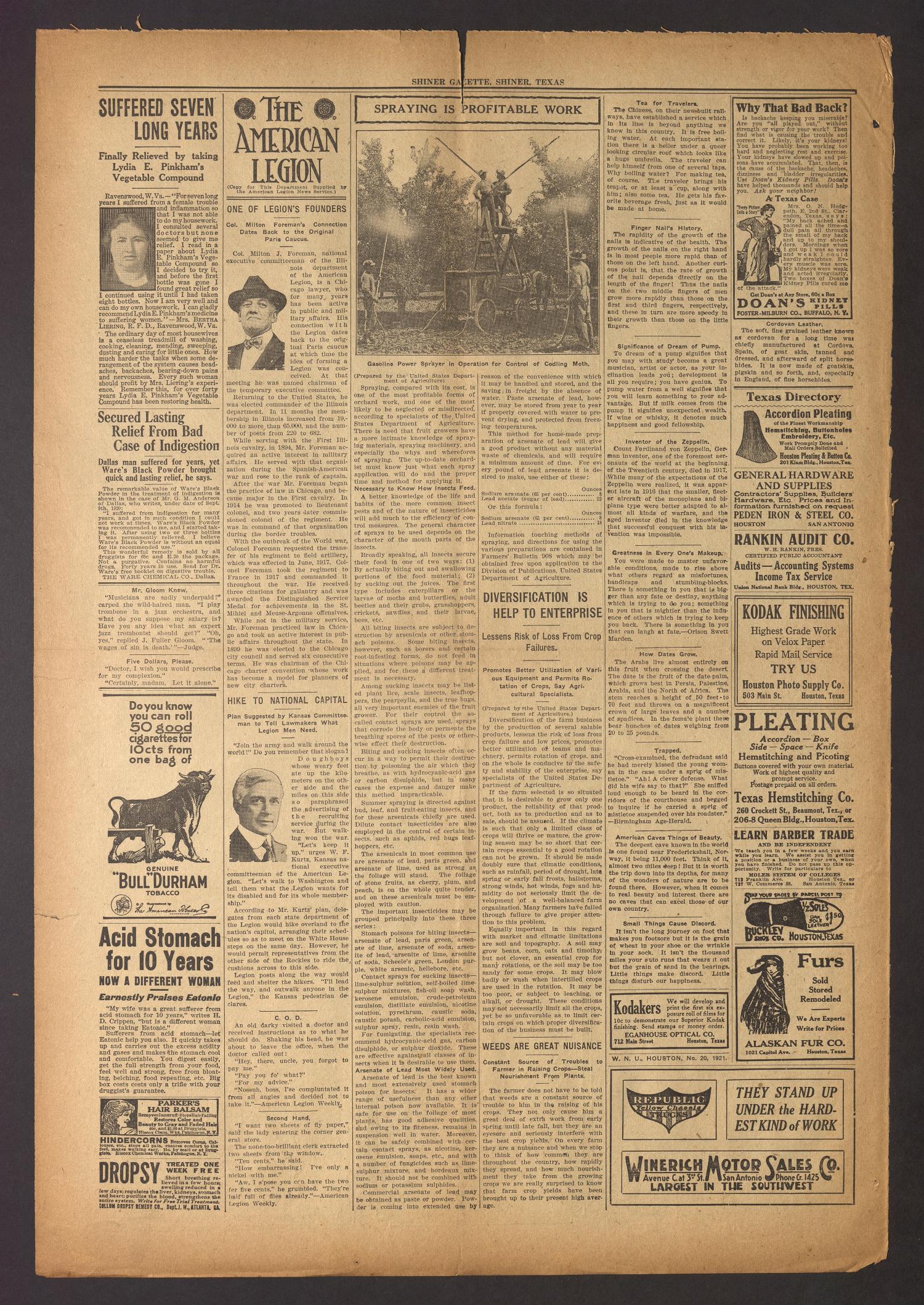 Shiner Gazette (Shiner, Tex.), Vol. 28, No. [31], Ed. 1 Thursday, May 12, 1921
                                                
                                                    [Sequence #]: 6 of 8
                                                