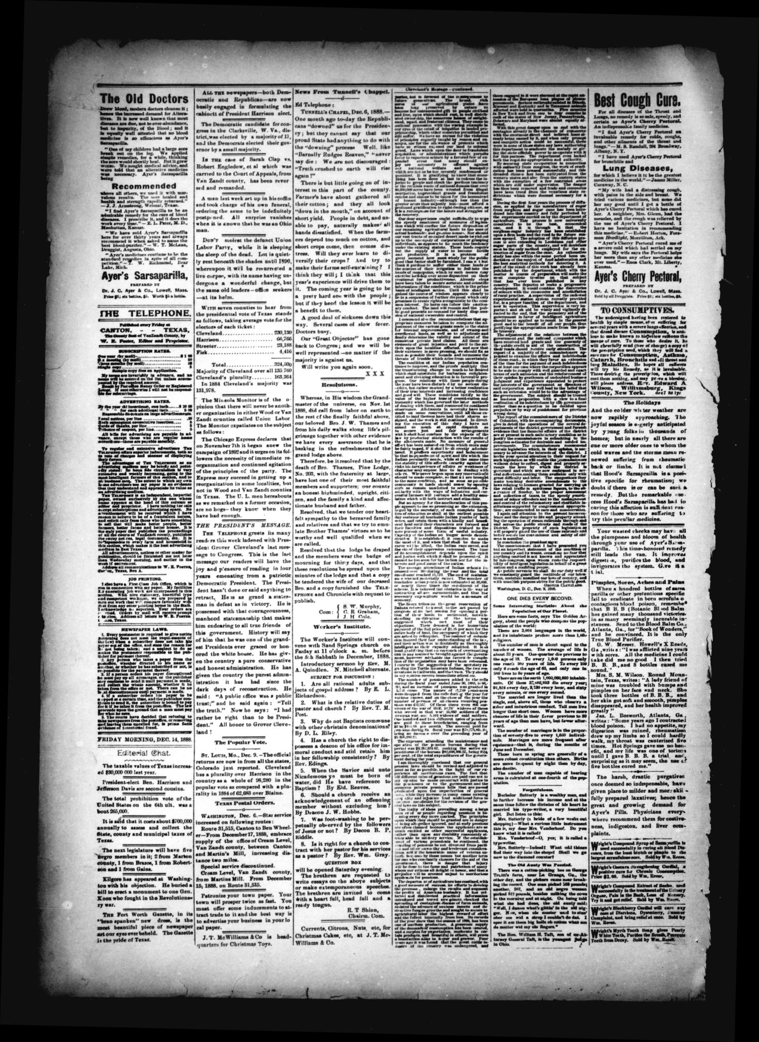 The Canton Telephone. (Canton, Tex.), Vol. 7, No. 22, Ed. 1 Friday, December 14, 1888
                                                
                                                    [Sequence #]: 3 of 4
                                                