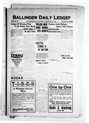 Ballinger Daily Ledger (Ballinger, Tex.), Vol. 14, Ed. 1 Saturday, February 8, 1919
