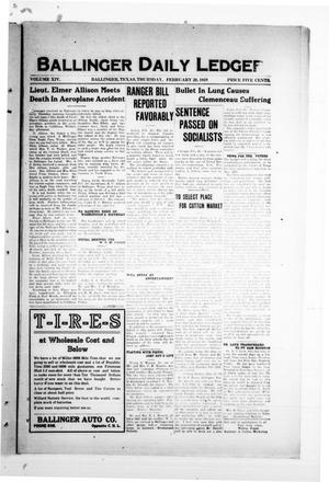 Primary view of object titled 'Ballinger Daily Ledger (Ballinger, Tex.), Vol. 14, Ed. 1 Thursday, February 20, 1919'.