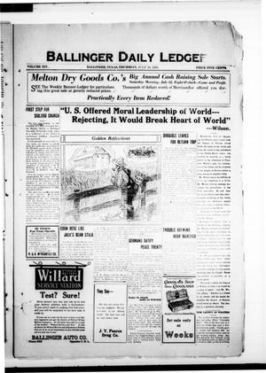 Ballinger Daily Ledger (Ballinger, Tex.), Vol. 14, Ed. 1 Thursday, July 10, 1919