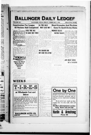 Ballinger Daily Ledger (Ballinger, Tex.), Vol. 14, Ed. 1 Friday, February 7, 1919