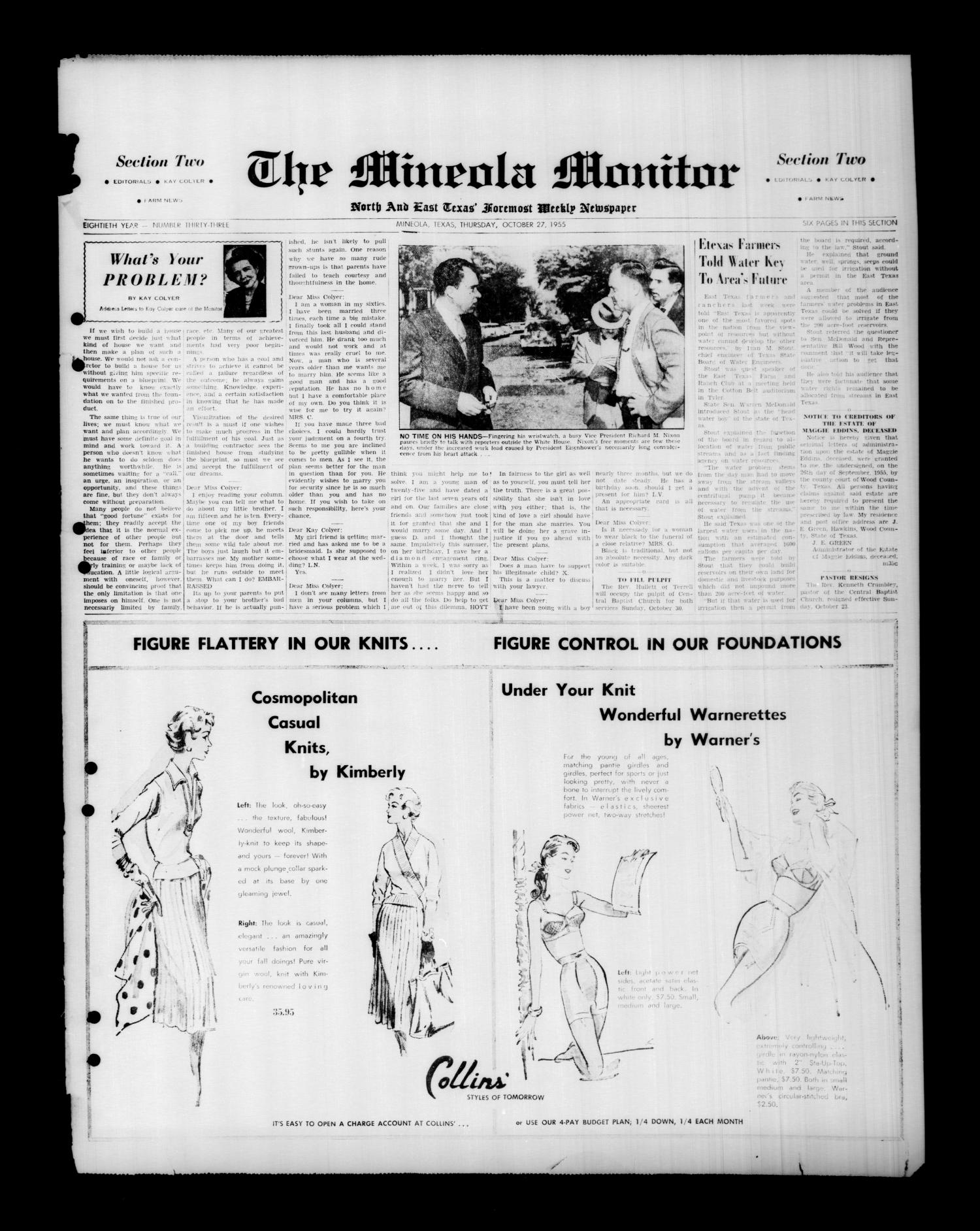 The Mineola Monitor (Mineola, Tex.), Vol. 80, No. 33, Ed. 1 Thursday, October 27, 1955
                                                
                                                    [Sequence #]: 7 of 12
                                                