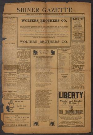 Primary view of object titled 'Shiner Gazette (Shiner, Tex.), Vol. 33, No. 5, Ed. 1 Thursday, November 26, 1925'.