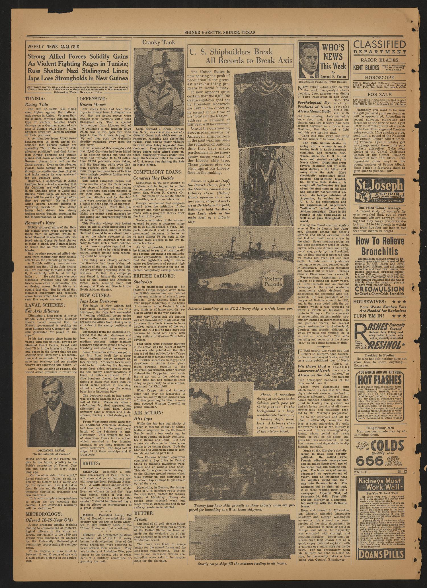 Shiner Gazette (Shiner, Tex.), Vol. 49, No. 48, Ed. 1 Thursday, December 3, 1942
                                                
                                                    [Sequence #]: 2 of 10
                                                