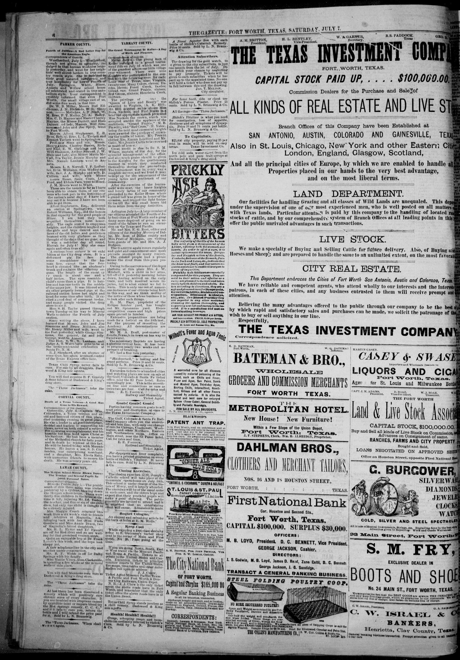 Fort Worth Daily Gazette. (Fort Worth, Tex.), Vol. 7, No. 180, Ed. 1, Saturday, July 7, 1883
                                                
                                                    [Sequence #]: 6 of 8
                                                