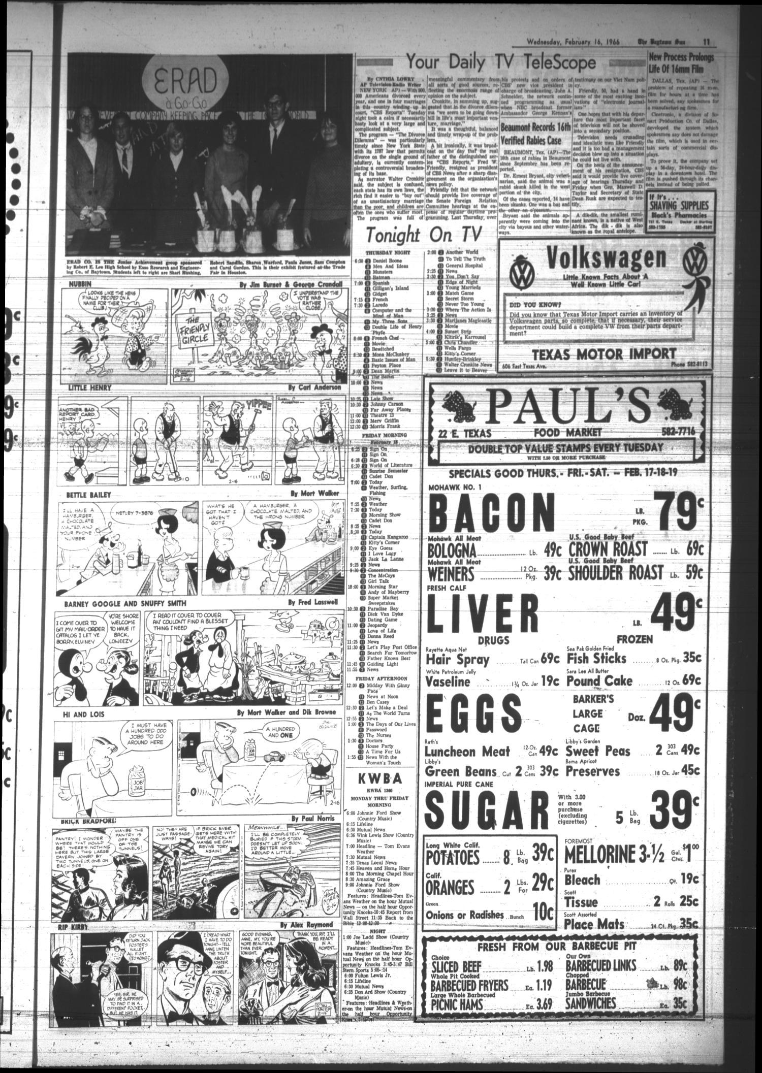 The Baytown Sun (Baytown, Tex.), Vol. 43, No. 153, Ed. 1 Wednesday, February 16, 1966
                                                
                                                    [Sequence #]: 11 of 16
                                                