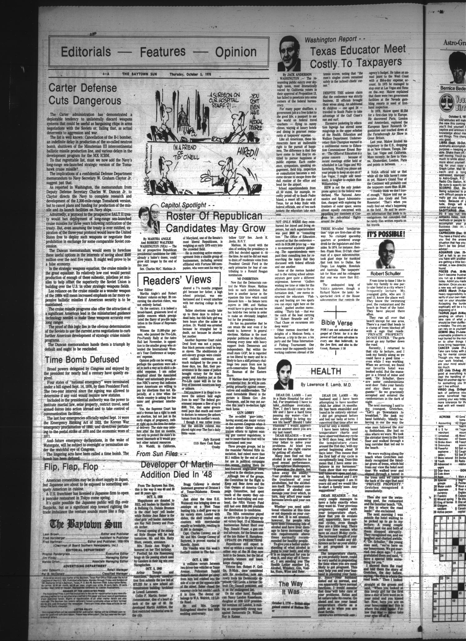 The Baytown Sun (Baytown, Tex.), Vol. 56, No. 309, Ed. 1 Thursday, October 5, 1978
                                                
                                                    [Sequence #]: 4 of 24
                                                