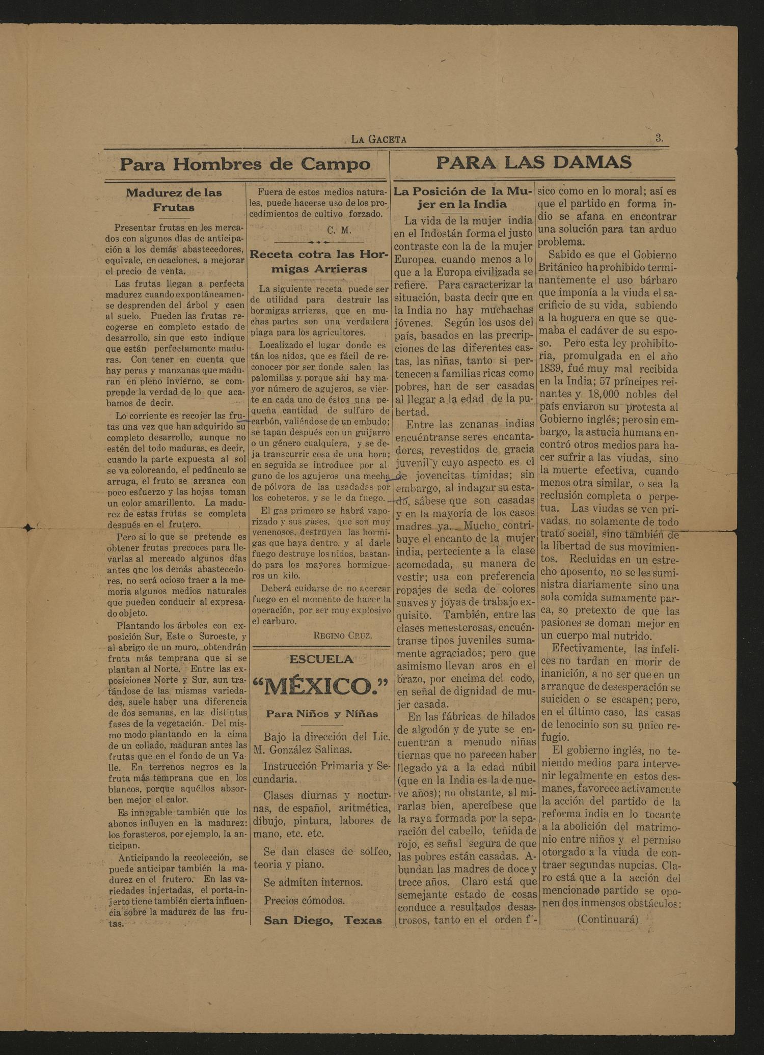 La Gaceta (San Diego, Tex.), Vol. 2, No. 45, Ed. 1 Saturday, February 3, 1917
                                                
                                                    [Sequence #]: 3 of 4
                                                
