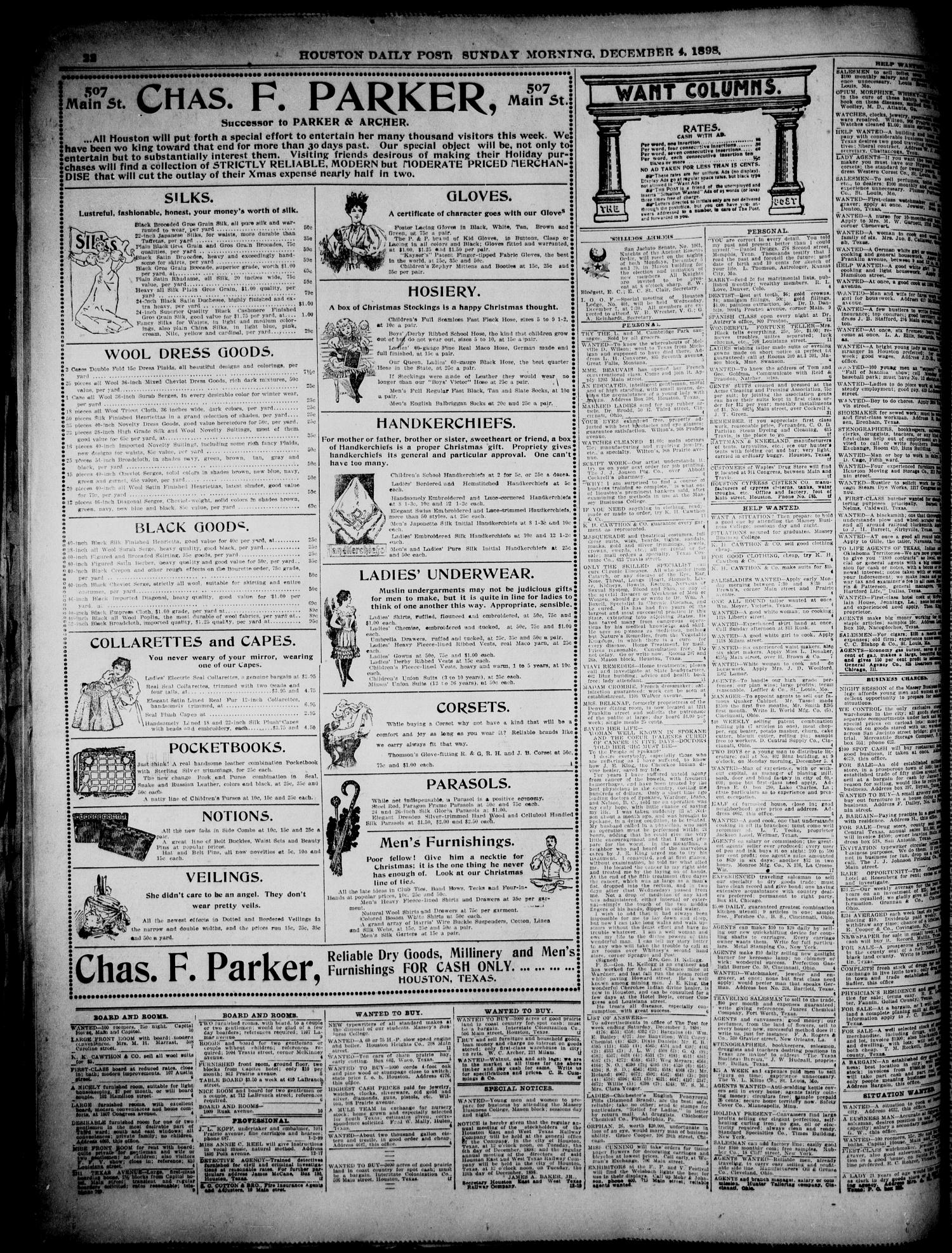 Download The Houston Daily Post Houston Tex Vol 14 No 246 Ed 1 Sunday December 4 1898 Page 22 Of 40 The Portal To Texas History