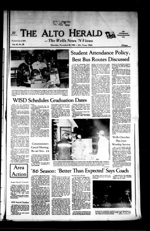 The Alto Herald and The Wells News 'N Views (Alto, Tex.), Vol. 91, No. 28, Ed. 1 Thursday, November 20, 1986