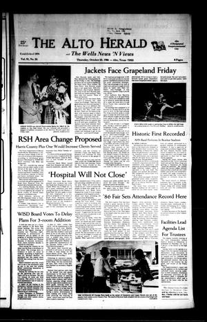 The Alto Herald and The Wells News 'N Views (Alto, Tex.), Vol. 91, No. 24, Ed. 1 Thursday, October 23, 1986