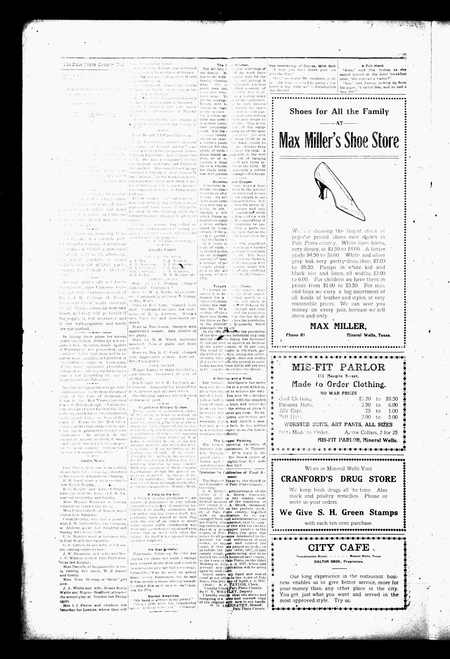 Palo Pinto County Star. (Palo Pinto, Tex.), Vol. 41, No. 44, Ed. 1 Friday, April 27, 1917
                                                
                                                    [Sequence #]: 2 of 4
                                                