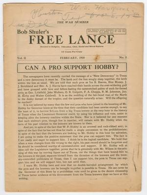 Primary view of object titled 'Bob Shuler's Free Lance, Volume 2, Number 3, February 1918'.