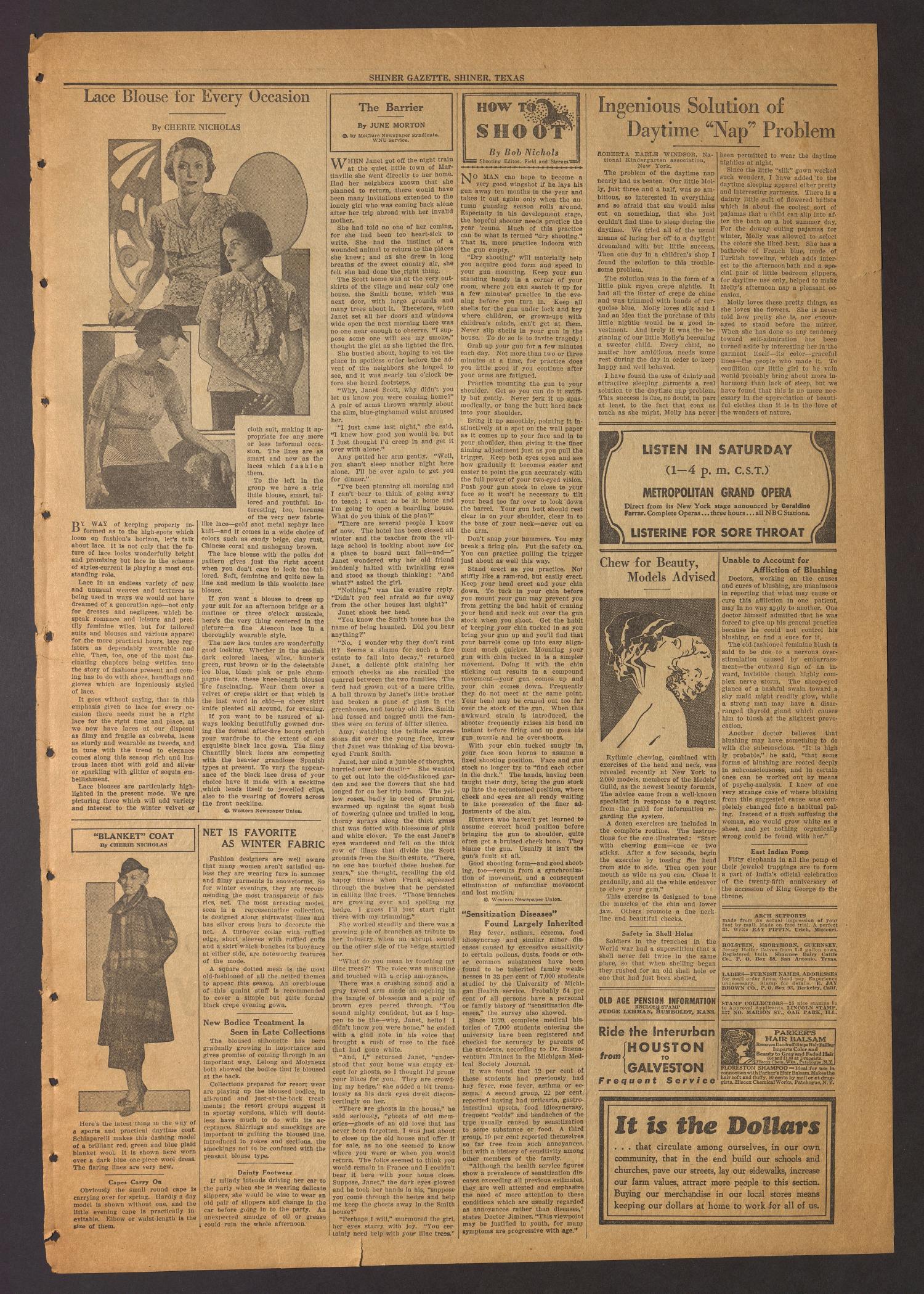 Shiner Gazette (Shiner, Tex.), Vol. 42, No. 2, Ed. 1 Thursday, January 3, 1935
                                                
                                                    [Sequence #]: 3 of 8
                                                
