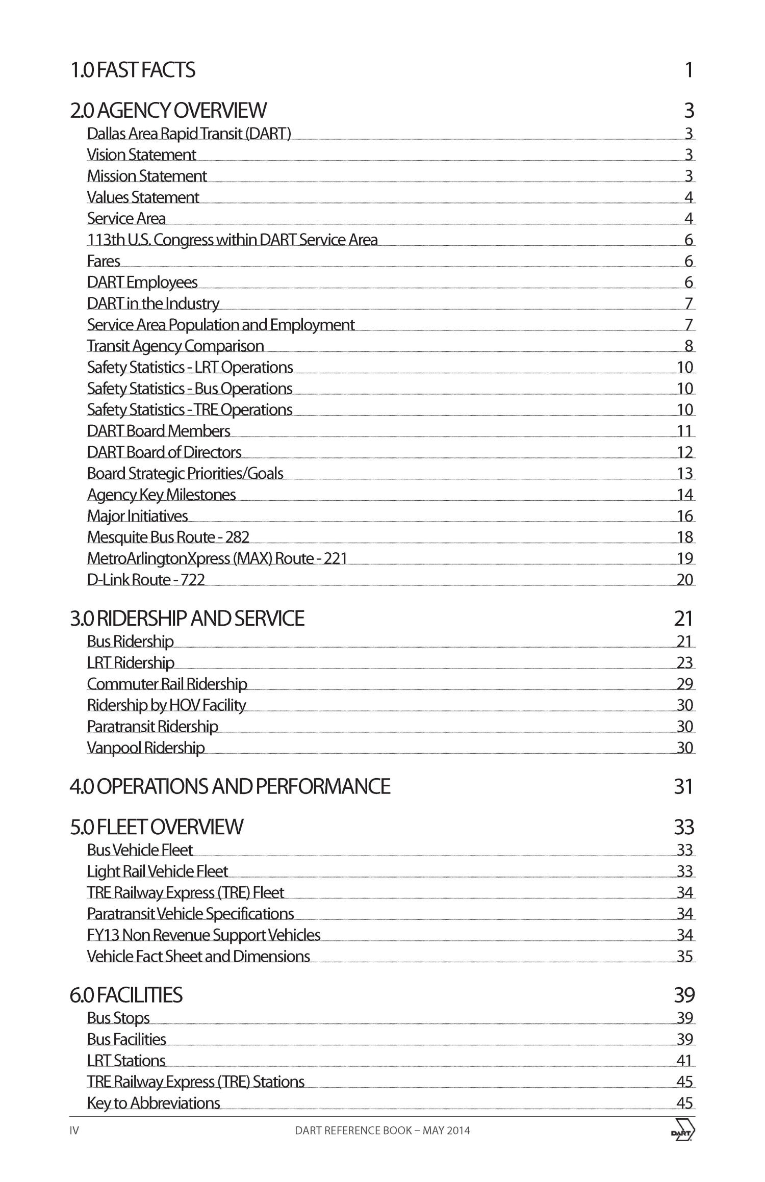 Dallas Area Rapid Transit Reference Book, Version 5.1
                                                
                                                    IV
                                                