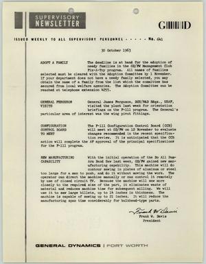Convair Supervisory Newsletter, Number 641, October 30, 1963