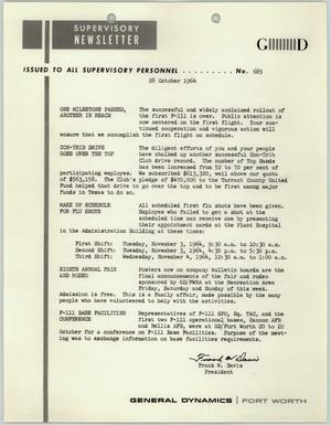 Convair Supervisory Newsletter, Number 685, October 28, 1964