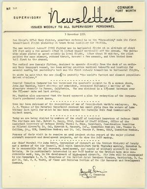 Convair Supervisory Newsletter, Number 169, November 3, 1954