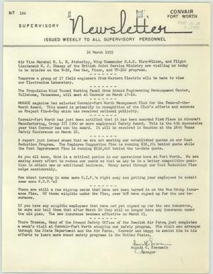 Primary view of object titled 'Convair Supervisory Newsletter, Number 188, March 16, 1955'.