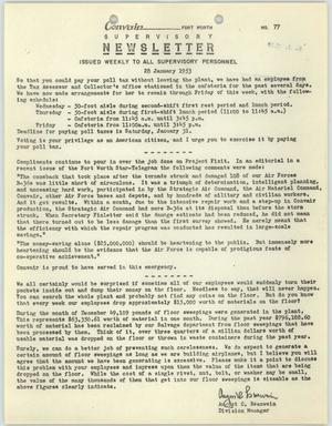 Convair Supervisory Newsletter, Number 77, January 28, 1953