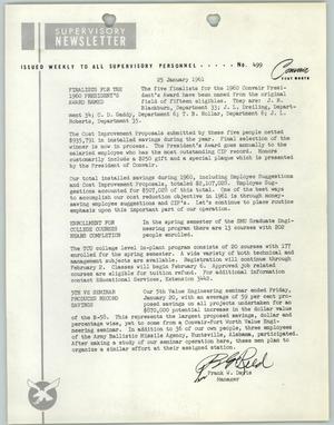 Convair Supervisory Newsletter, Number 499, January 25, 1961