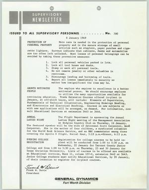 Convair Supervisory Newsletter, Number 790, January 8, 1969