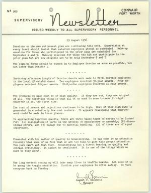 Convair Supervisory Newsletter, Number 269, August 29, 1956