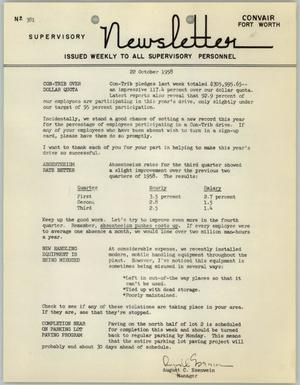 Primary view of object titled 'Convair Supervisory Newsletter, Number 381, October 22, 1958'.