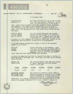 Convair Supervisory Newsletter, Number 428, September 16, 1959