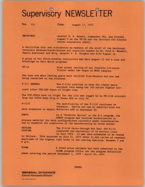 Convair Supervisory Newsletter, Number 911, August 17, 1973