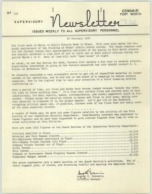 Convair Supervisory Newsletter, Number 133, February 24, 1954