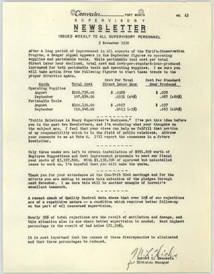 Convair Supervisory Newsletter, Number 65, November 5, 1952