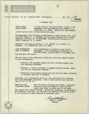Convair Supervisory Newsletter, Number 435, November 4, 1959