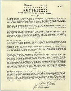 Convair Supervisory Newsletter, Number 96, June 10, 1953