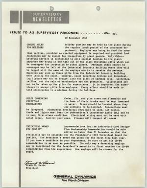 Convair Supervisory Newsletter, Number 814, December 10, 1969
