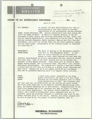 Primary view of object titled 'Convair Supervisory Newsletter, Number 823, April 8, 1970'.