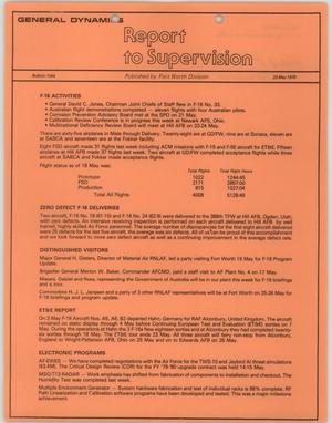 Convair Report to Supervision, Number 1044, May 23, 1979