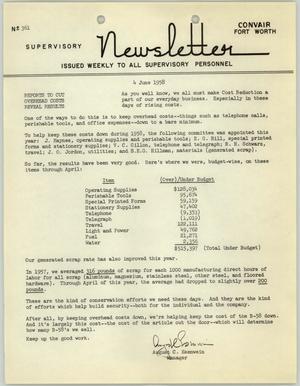 Convair Supervisory Newsletter, Number 361, June 4, 1958