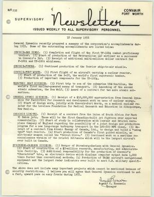 Convair Supervisory Newsletter, Number 232, January 18, 1956