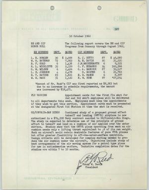 Convair Supervisory Newsletter, Number 587, October 10, 1962