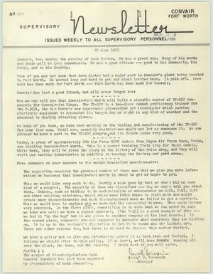 Primary view of object titled 'Convair Supervisory Newsletter, Number 203, June 29, 1955'.