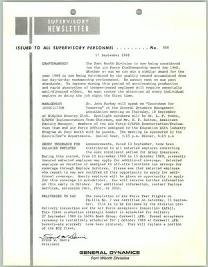 Convair Supervisory Newsletter, Number 808, September 17, 1969