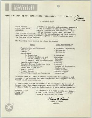 Convair Supervisory Newsletter, Number 439, December 2, 1959