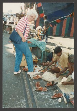 Primary view of object titled '[Charlyne Creger at Indian Market]'.