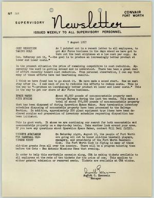 Convair Supervisory Newsletter, Number 318, August 7, 1957